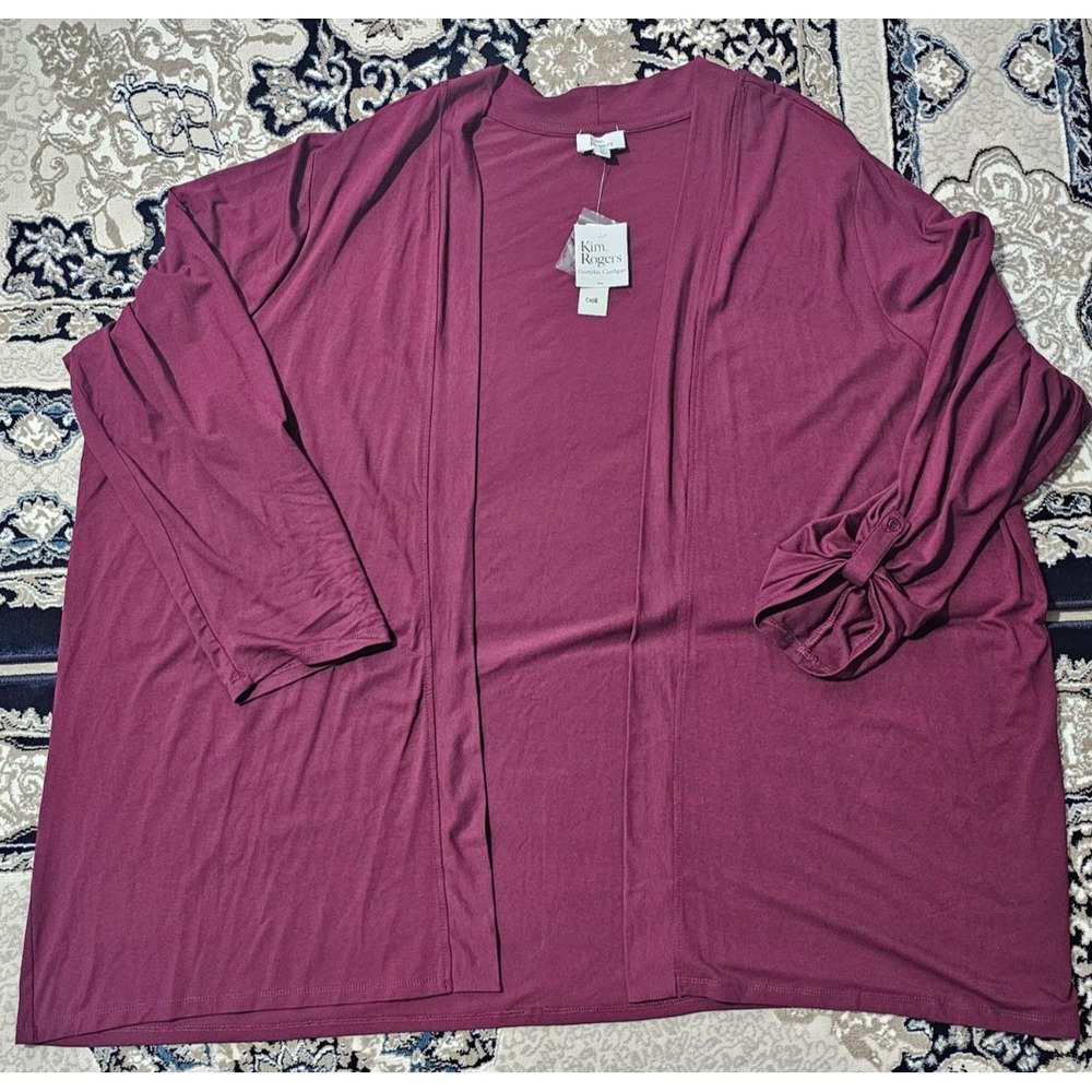 Kim Rogers Women 4X Sirinred Open Front Julianna Cardigan Long Sleeve - KS1W737W